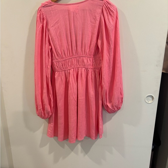 Pink Ruffled Midi Dress - Picture 2 of 7